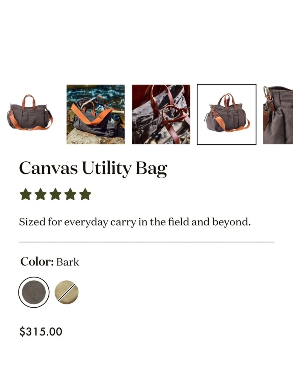 Tom Beckbe Bag Canvas Utility Classic Weekend Tote with Leather Handles - Brown